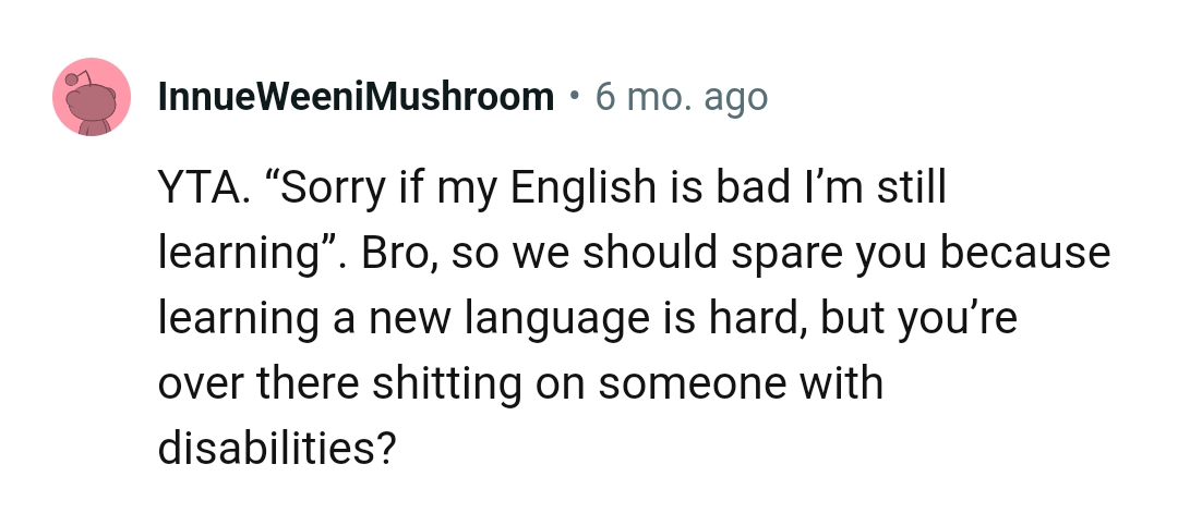 The OP's there messing up someone with a disability