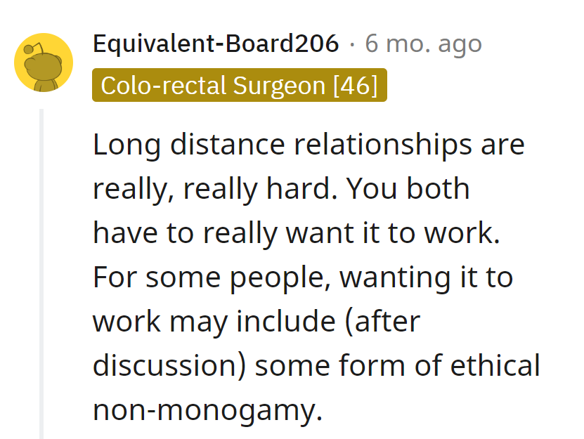 Long-distance love needs Wi-Fi and a dash of ethical non-monogamy—just keep the signals strong and the chats honest!