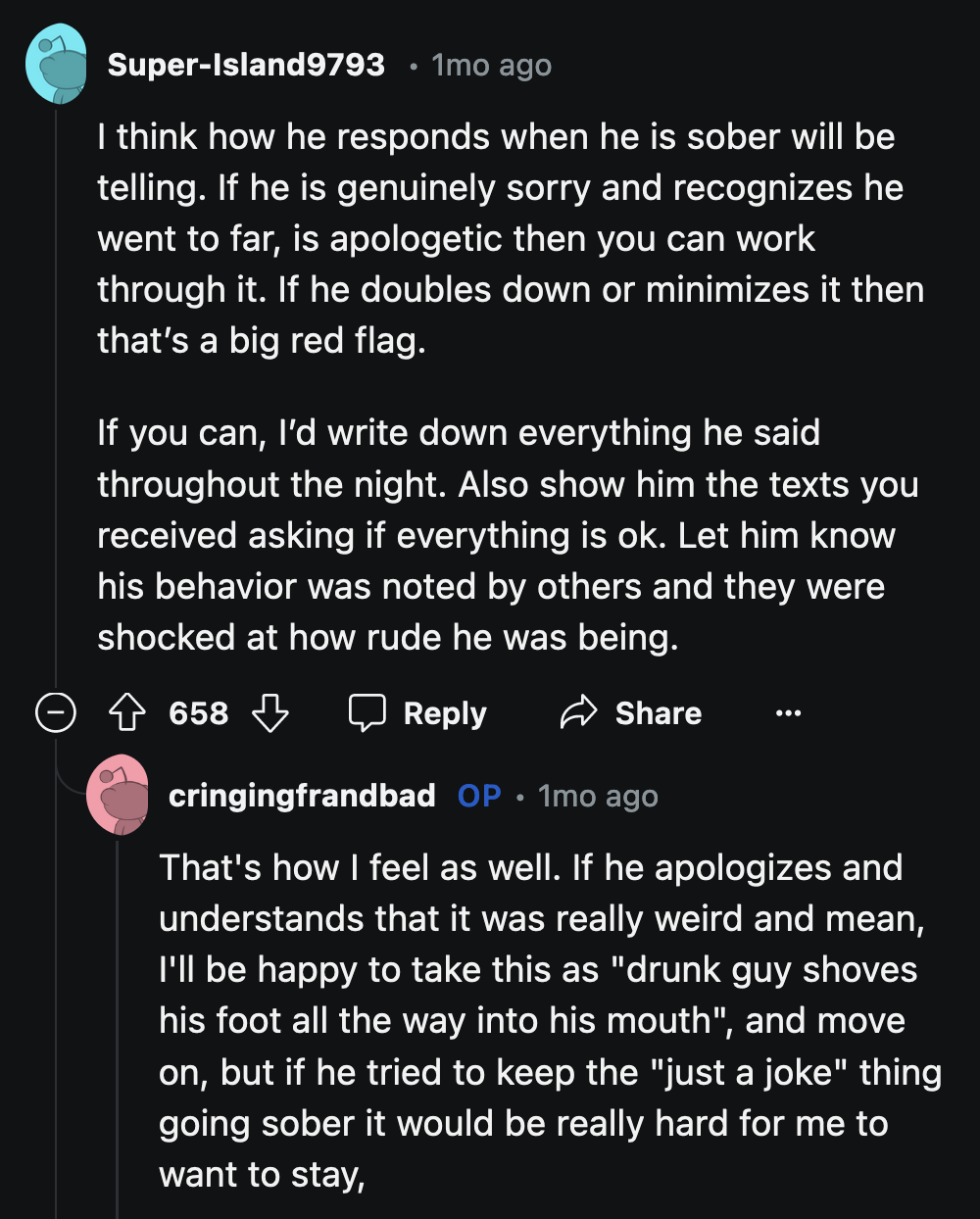 OP said she would be willing to forgive her BF if he didn't minimize his actions and properly apologized to her.