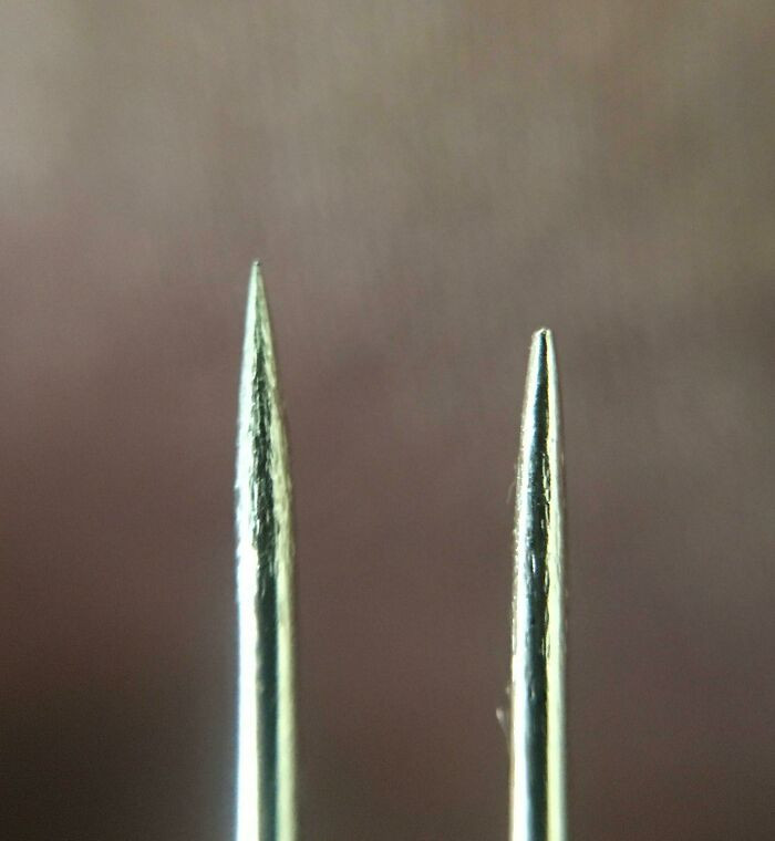 "New Sewing Needle vs. Sewing Needle After Months Of Sewing"