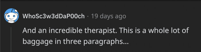 Some people were against them having couples therapy, but if they ever did, they would need a good one