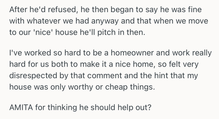 He made excuses just to avoid splitting costs on anything, which got OP upset and fed up