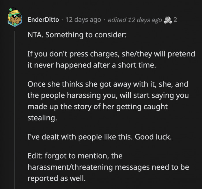 If not to land MIL in jail, pressing charges would at least establish a paper trail of MIL's criminal tendencies in case she has future plans to mess with OP