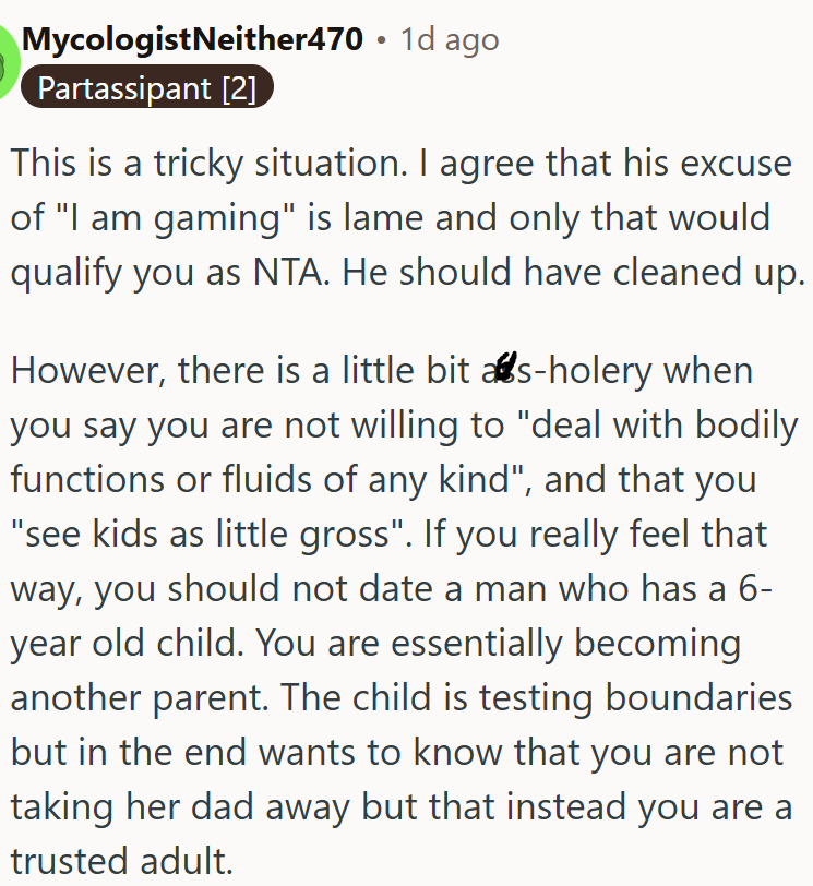It may be worth it for OP to reconsider dating someone who’s already a parent.