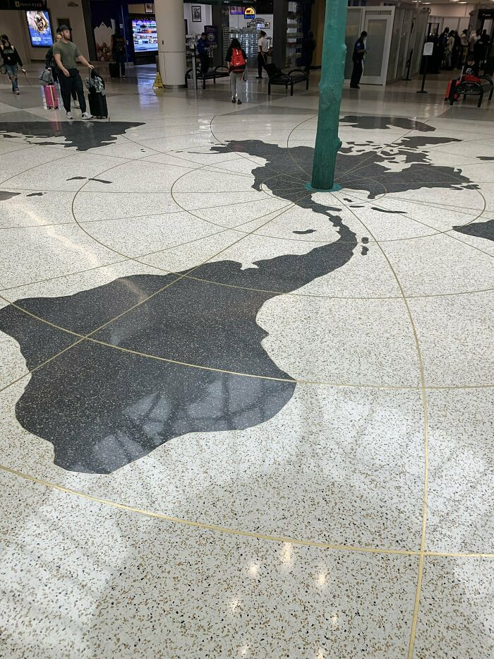 "This Floor Map In Houston Airport Flipped South America Upside Down"