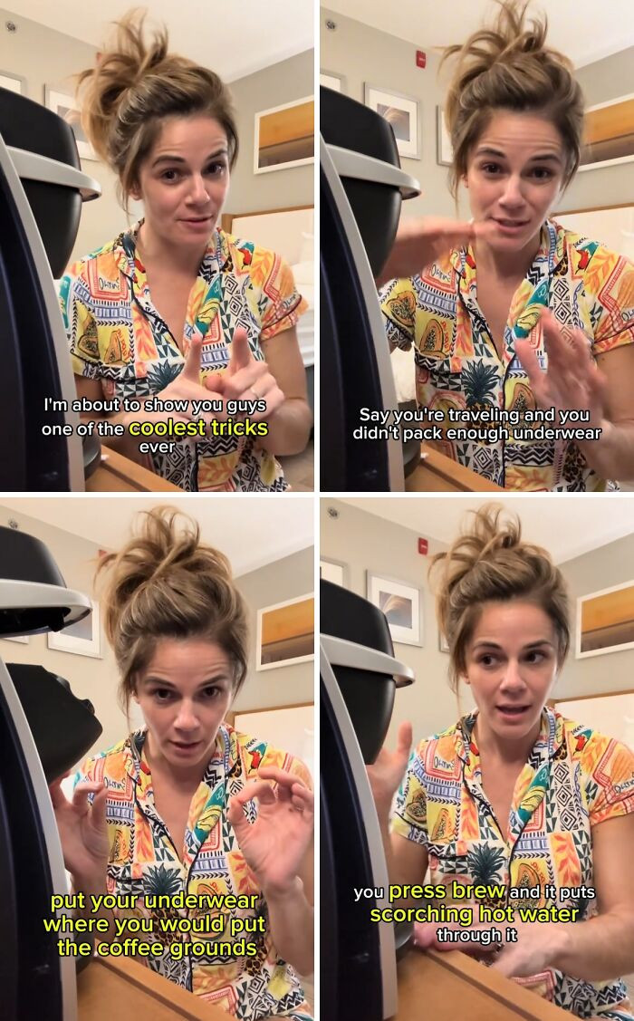 "A Health Influencer’s Video Is Going Viral After She Admitted That When She Runs Out Of Underwear, She Puts Them Inside The Hotel Coffee Machine"