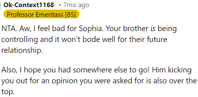 It's unfair to kick her out for expressing her opinion when asked.
