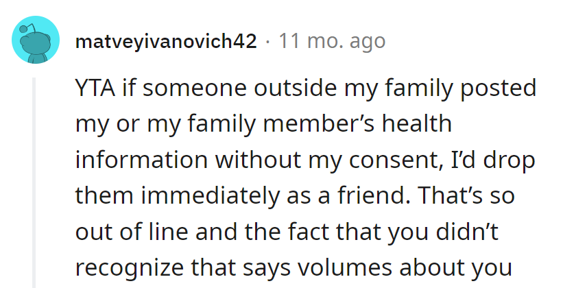 Out of line, and her obliviousness speaks volumes.