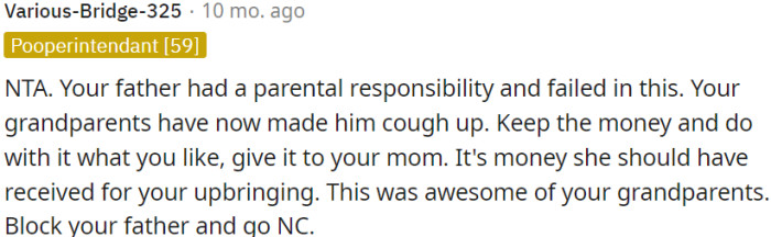 Father failed in parental responsibility.