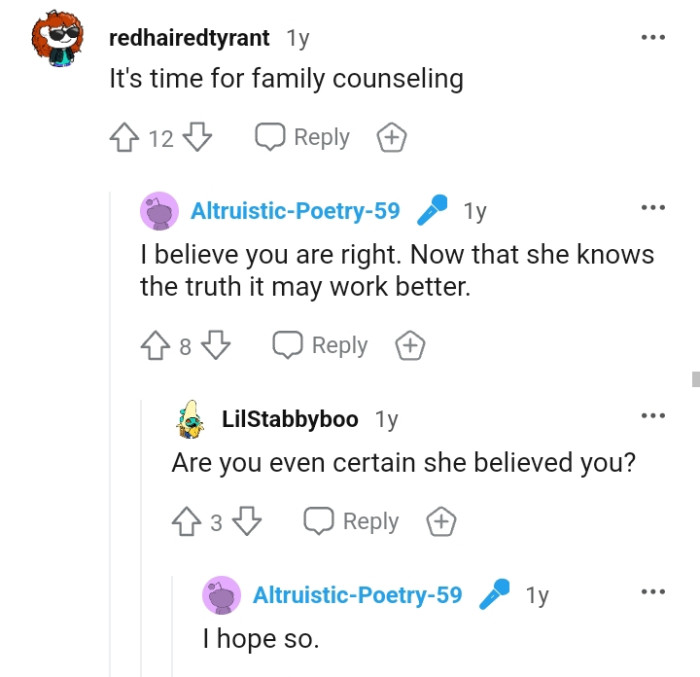 Time for family counseling