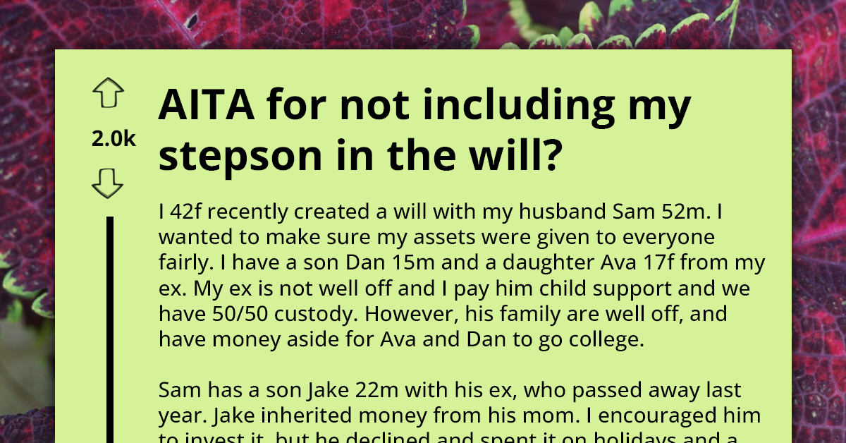 Marital Tension Escalates As Wife Opts To Exclude Stepson From Her Will