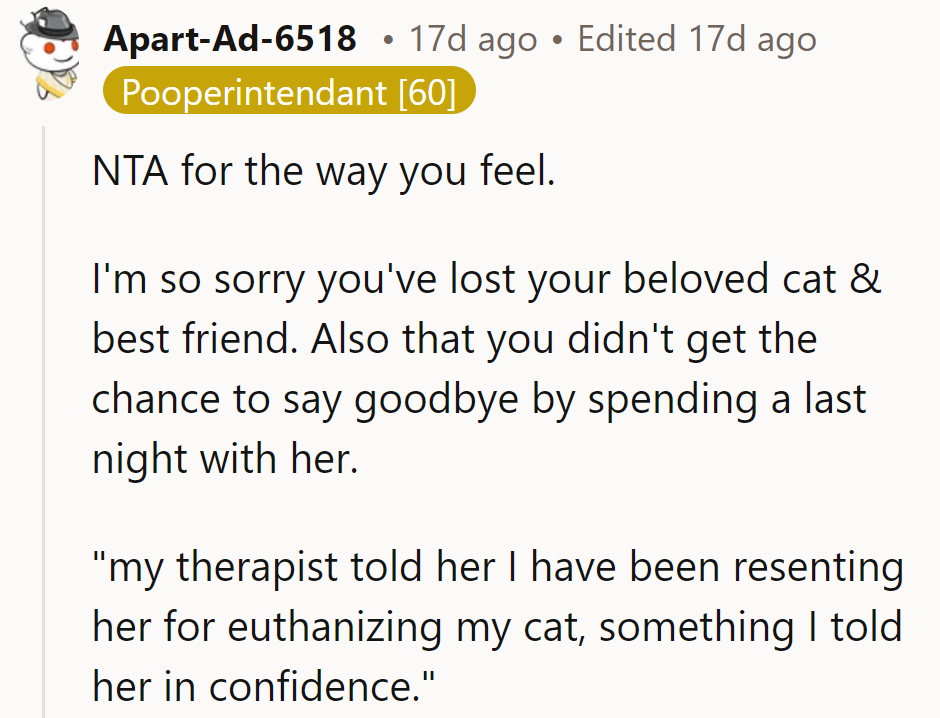 Losing His Cat Sans a Proper Farewell is a Tough Pill. As for the Therapist, It Looks Like Trust Issues Need Counseling Too.