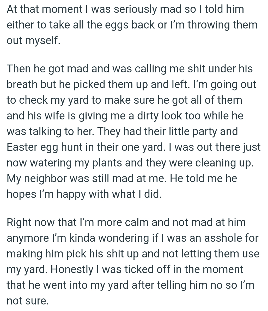 They had their little party and Easter egg hunt in their one yard