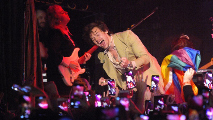 Madison Square Garden marquee announcing Harry Styles ticket sales dates and presale times