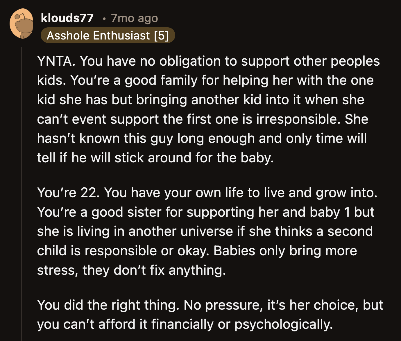 OP can't pick up the pieces of Mia's life each time she stumbles over her romantic delusions.