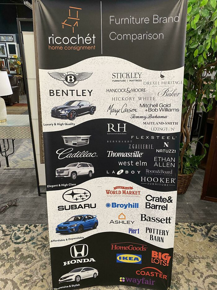 "This Furniture Store Uses Cars To Compare Brands"