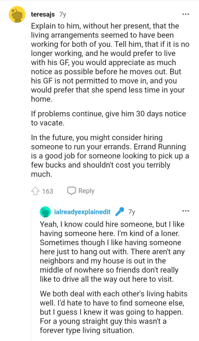 His girlfriend is not permitted to move in