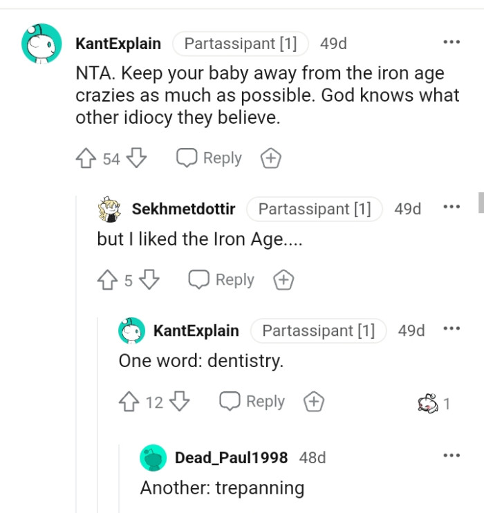 Keeping the baby away from the iron age crazies