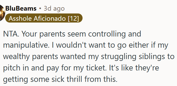 OP's parents seem controlling.