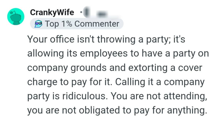 Calling it a company party is ridiculous