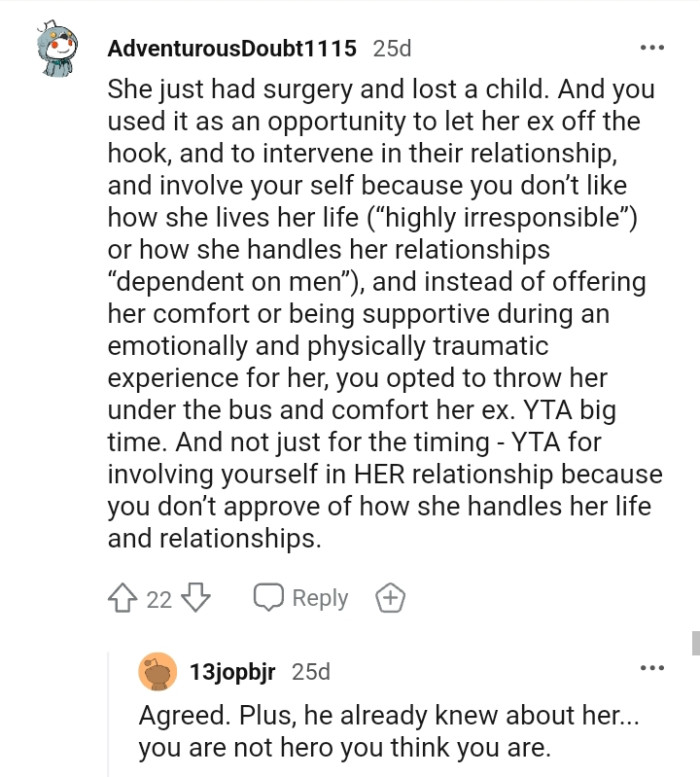 The OP opted to throw his sister under the bus