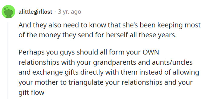Cut out the middle-mom and go direct for gifts and connections—it's a relationship upgrade with no extra fees! Time to bypass the gift gatekeeper and enjoy the direct route.
