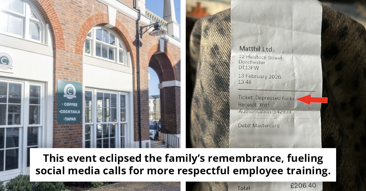 Café issues heartfelt apology to family after 'offensive' message found on their receipt post-funeral