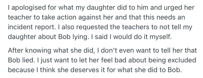 OP apologized for her daughter’s actions and gave the teacher the go ahead to take again against her (the daughter)