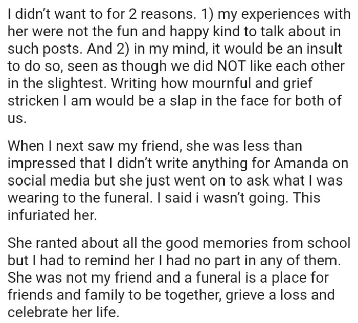 Writing About How Mournful and Grief-Stricken the OP Is Would Be a Slap in the Face