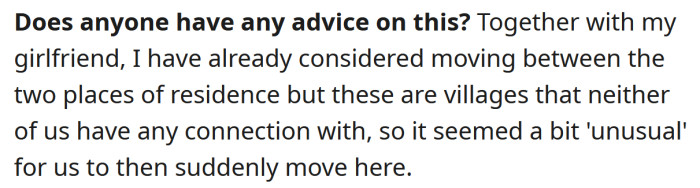 So, the OP is asking the Reddit community for advice.