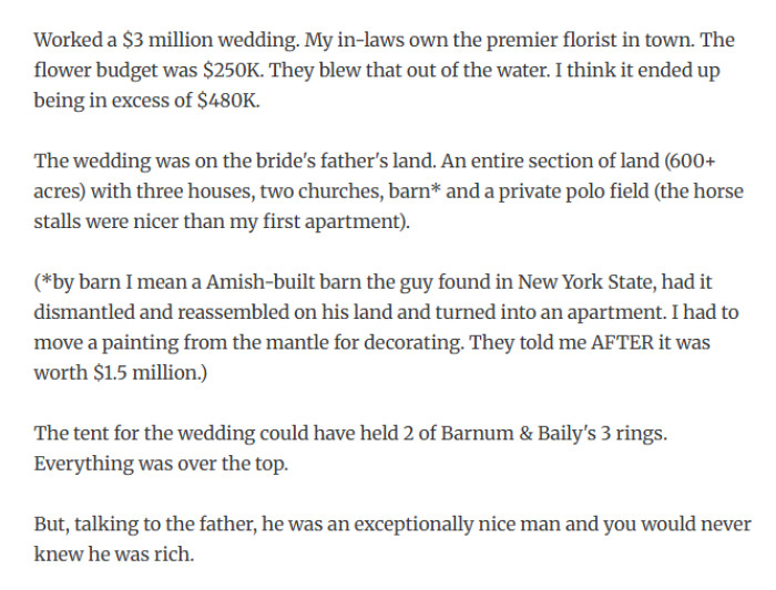 15. A $3 million wedding with a $480K flower budget