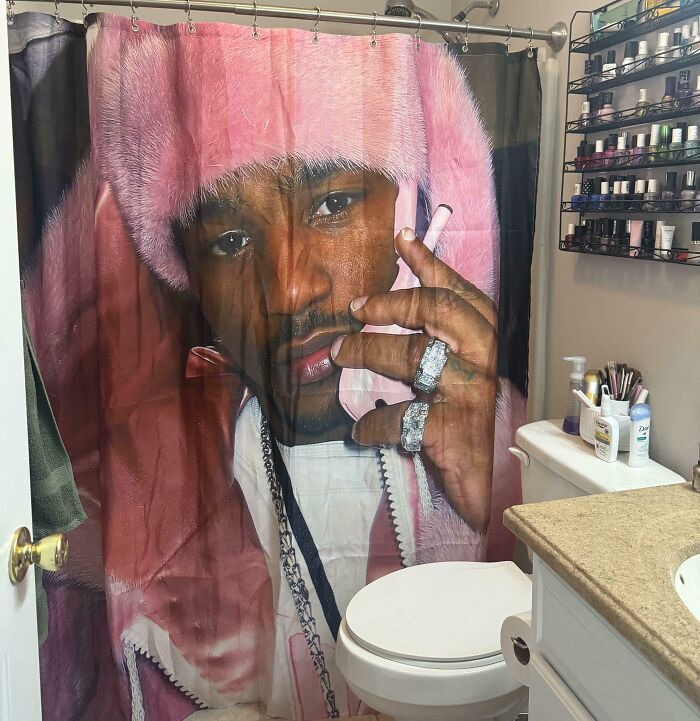 "Married Into This Shower Curtain And Need Advice On What Paint Color Would Complement It. (Besides Pink)"