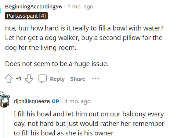 Some people actually seemed to be on the roommate's side a little bit, but that's part of the problem here.