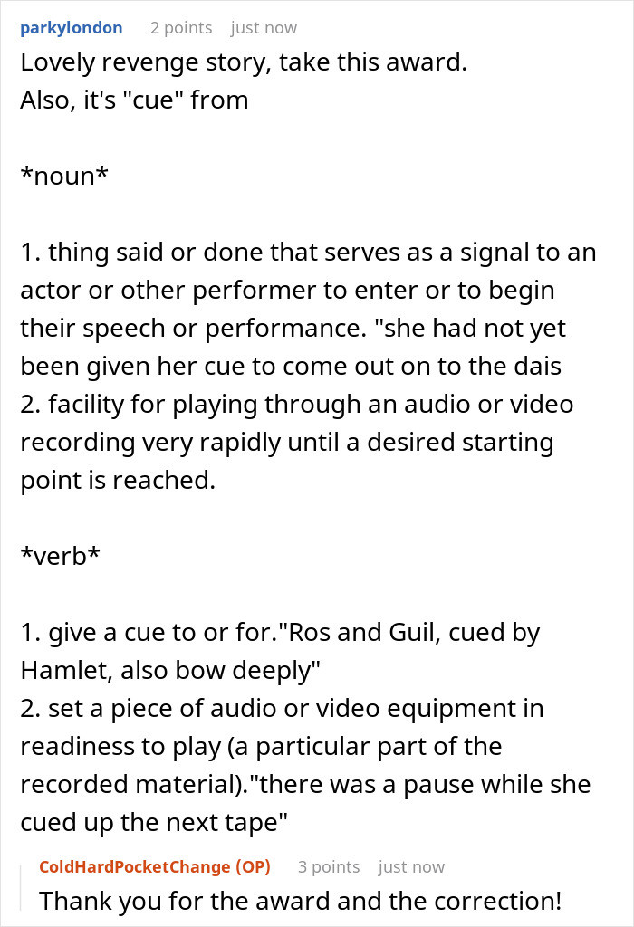 She had not yet been given her cue