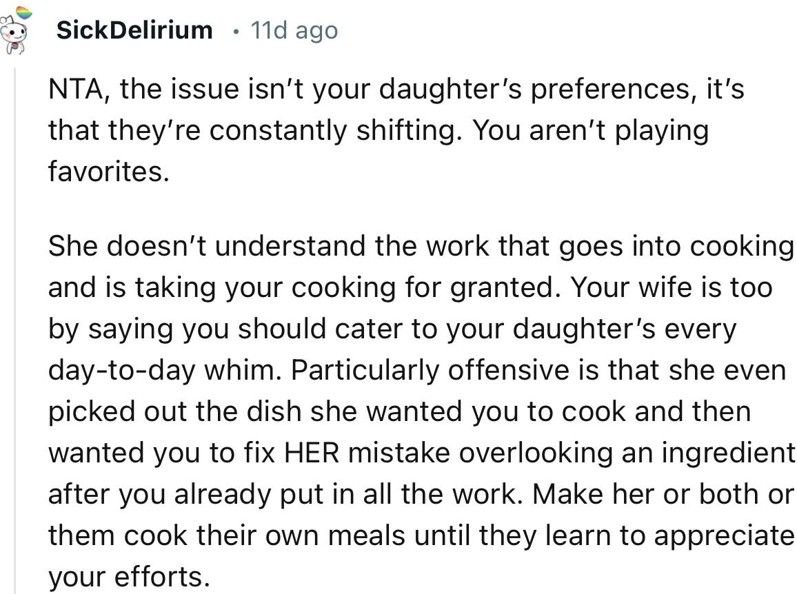 “NTA, the issue isn’t your daughter’s preferences, it’s that they’re constantly shifting. You aren’t playing favorites.”