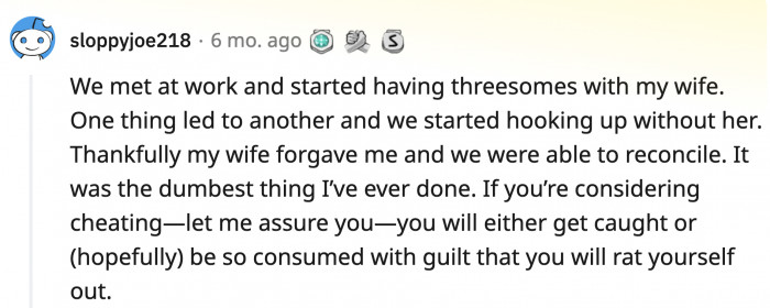 12. This husband who cheated on his wife with their threesome partner