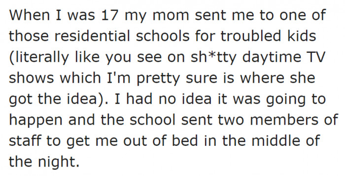 OP was sent to a residential school, which didn't provide him with the best living conditions.