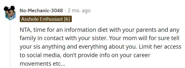 Safeguarding OP's privacy and peace of mind is the priority here.