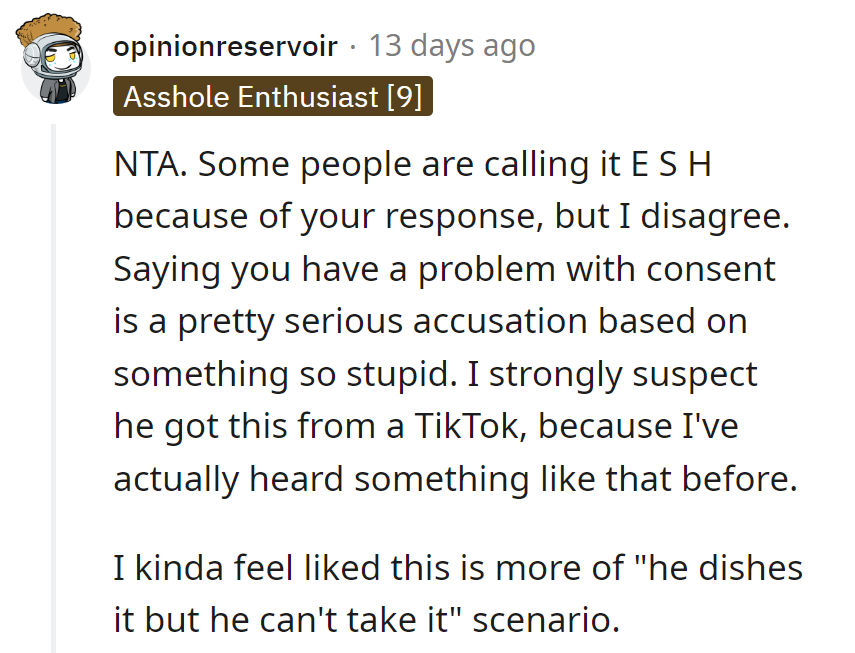 Accusing someone of consent issues over cats is like blaming the moon for bad dance moves.