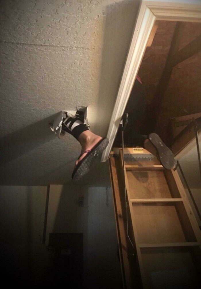 "Wife Wanted To Get Down Our Christmas Tree From The Attic. I Told Her Not To Step On The Drywall… She Later Admitted That She Didn't Know What Drywall Was"