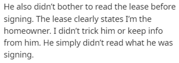 The roommate never bothered to actually read the lease he signed