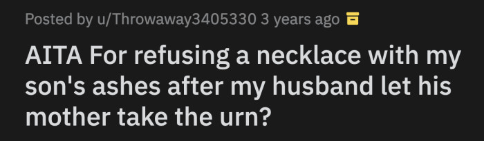 She told OP it was a way for them to carry Tom's memory wherever they go