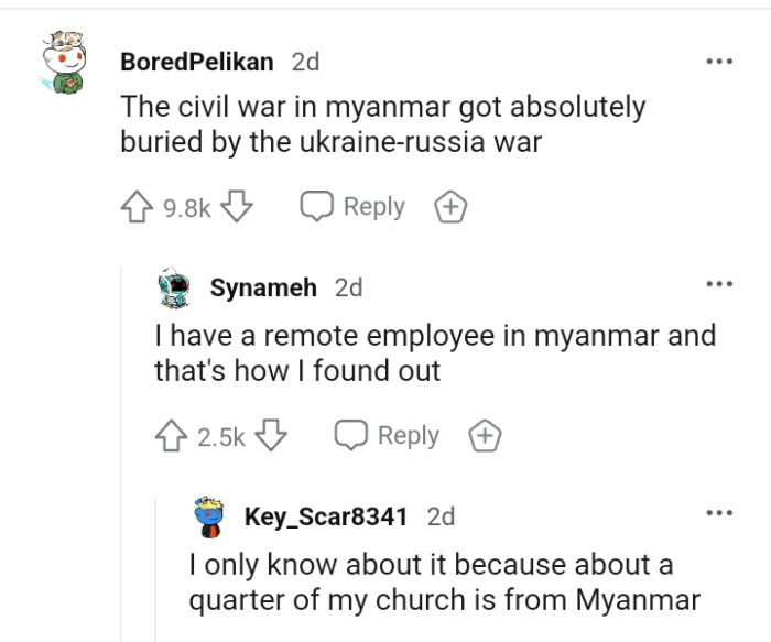 6. The civil war in Myanmar got buried in the Ukraine versus Russia war
