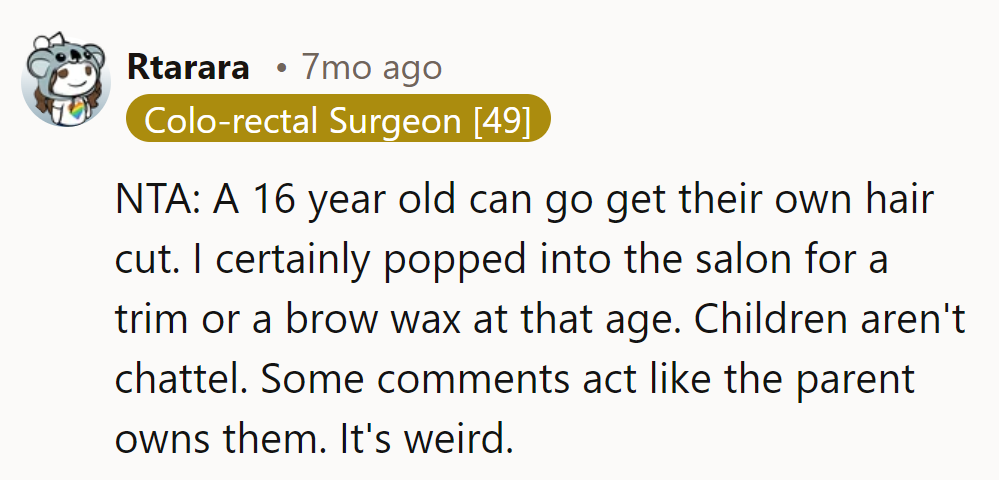 Kids aren't pets on a leash. NTA, keep snipping away at the absurdity!