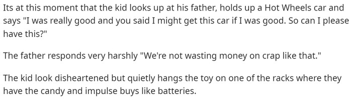 Then OP explains the interaction that took place between the dad and the son.