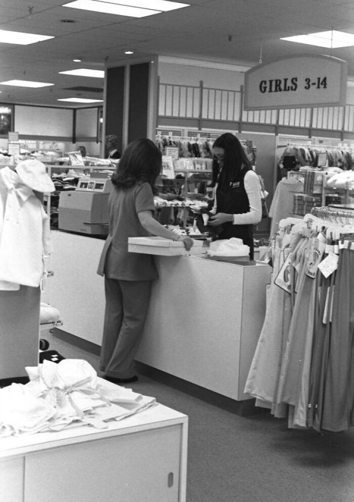 "Woman Buying Clothes In The Northwood Mall, Tallahassee, Florida, 1971"