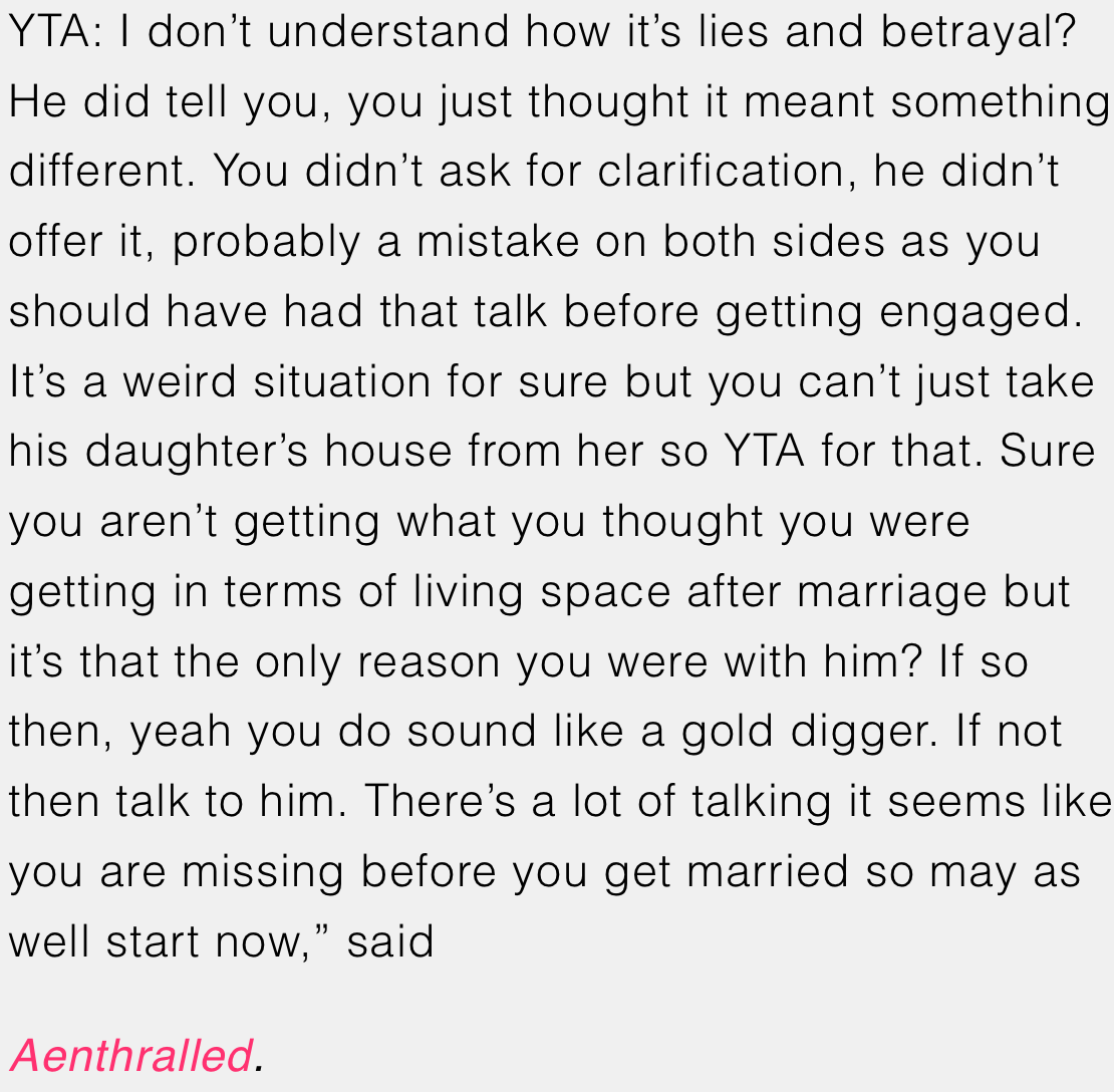 “YTA: I don’t understand how it’s lies and betrayal? He did tell you; you just thought it meant something different.”