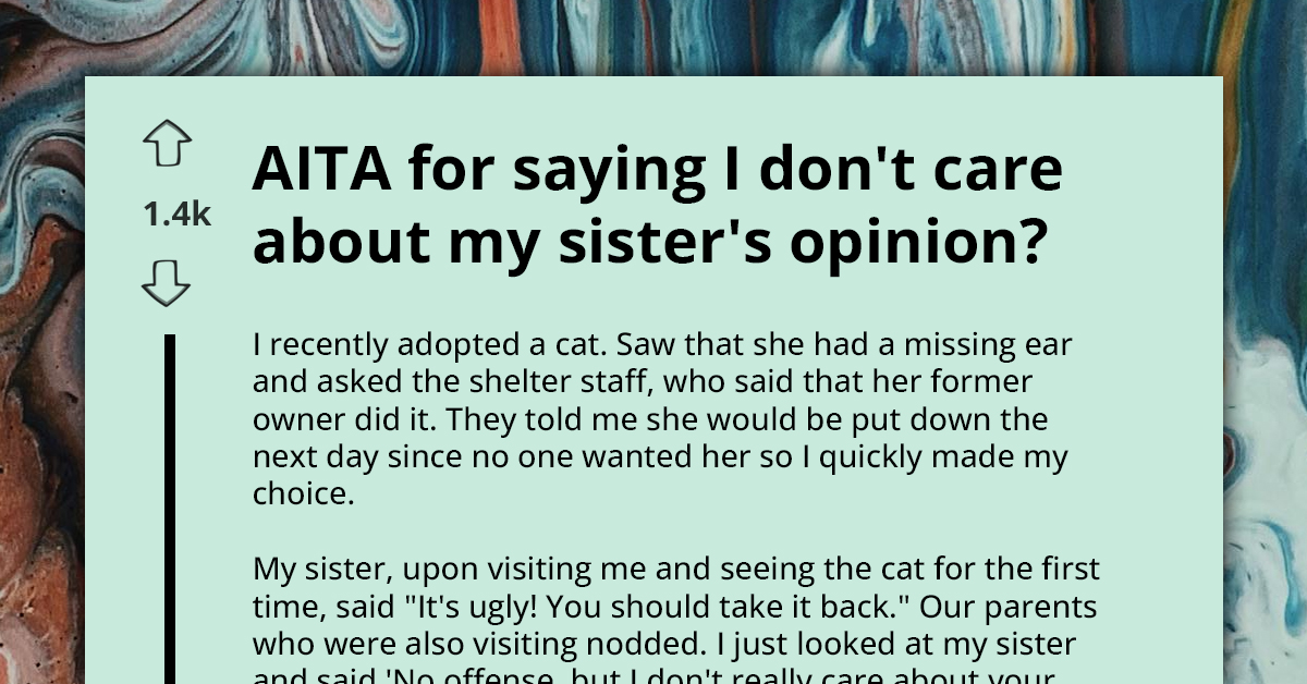 Sister Calls Her Sibling's Cat Ugly and Tells Her She Should Get Rid of It; She Misses a Big Comeback Opportunity