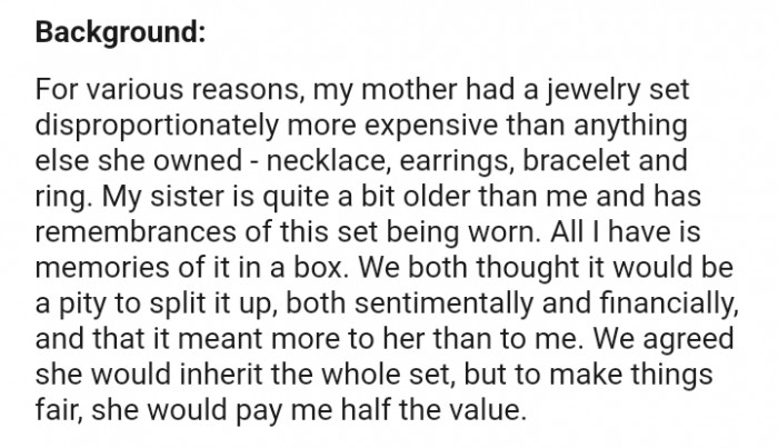 They both thought it would be a pity to split it up