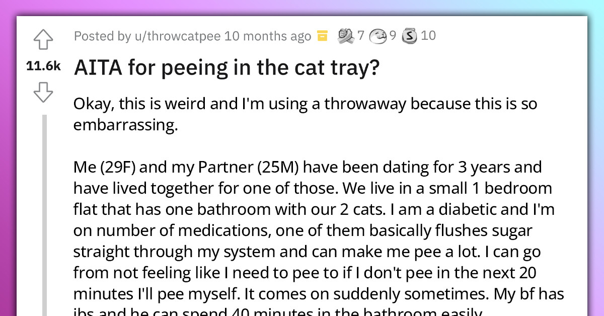 Lady Uses Cat Tray to Pee After Waiting Endlessly for Her Partner to Exit the Bathroom; BF Finds It Revolting